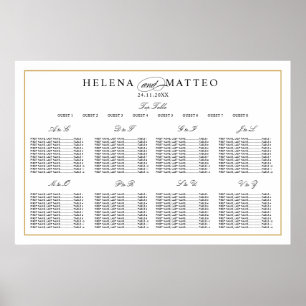Sätesdiagram för elegant i Alfabetiskt Bröllop Poster