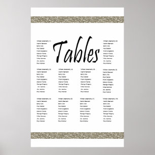 Sätesdiagram för elegant Silver Faux Glitter 10 Bo Poster