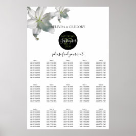 Sätesdiagram för elegant White Lilies Bröllop Poster