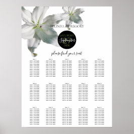 Sätesdiagram för elegant White Lilies Bröllop Poster