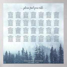 Sätesdiagram för Foggy Blue Gräs 28 Bord Bröllop Poster