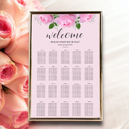 Sätesdiagram för Fragrant Rosa ros Bröllop Poster