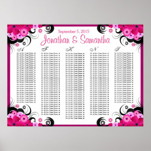 Sätesdiagram för Fuchsia Blommigt A till Z Bröllop Poster