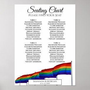 Sätesdiagram för gay pride Flaggor 4 Bord Bröllop Poster