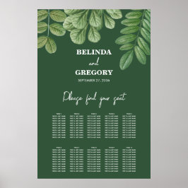 Sätesdiagram för Greenery Emerald Grönt Bröllop Poster
