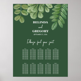 Sätesdiagram för Greenery Emerald Grönt Bröllop Poster