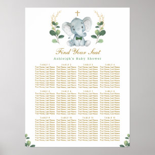 Sätesdiagram för Grey Guld Elephant Baptism Poster