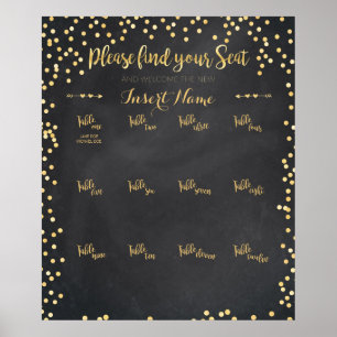 Sätesdiagram för guld Bröllop Poster