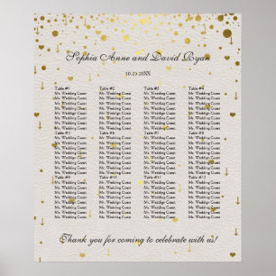 Sätesdiagram för Guld-konfetti Bröllop i modern El Poster