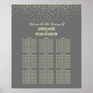 Sätesdiagram för guld-konfetti-punkter Bröllop Poster
