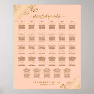 Sätesdiagram för guld & korallpersika 29 Bord Bröl Poster