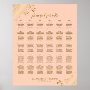 Sätesdiagram för guld & korallpersika 30 Bord Bröl Poster