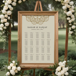Sätesdiagram för guld Mandala Bröllop Poster