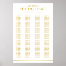 Sätesdiagram för guld med alfabetisk Bröllop 24x36 Poster