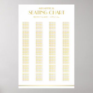 Sätesdiagram för guld med alfabetisk Bröllop 24x36 Poster