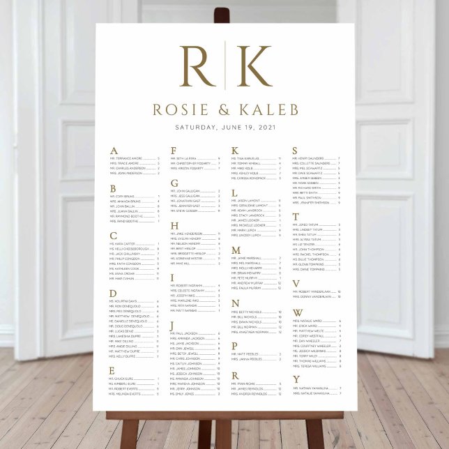 Sätesdiagram för guld med Bride & Groom Initialer Poster (Skapare uppladdad)