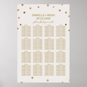 Sätesdiagram för guld Polka dots Bröllop Poster