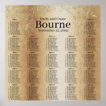 Sätesdiagram för guld Swirl Bröllop