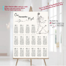 Sätesdiagram för hand plockade Bröllop Poster
