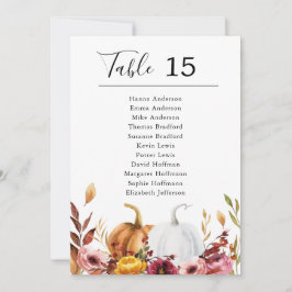 Sätesdiagram för höststift för påfyllnadskort Bord Inbjudningar