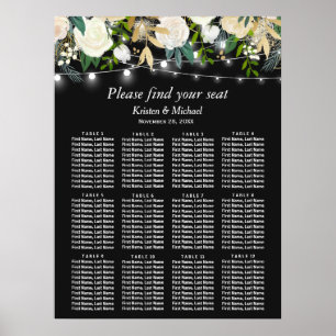 Sätesdiagram för ivoriansk Blommigt String Ljus Br Poster