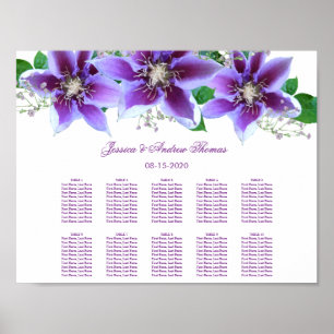 Sätesdiagram för klassy Chic Clematis Bröllop Poster