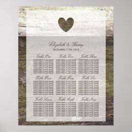 Sätesdiagram för land Wood Heart Bröllop Poster