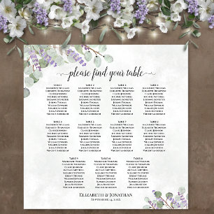 Sätesdiagram för Lavender Eucalyptus 11 Bord Bröll Poster
