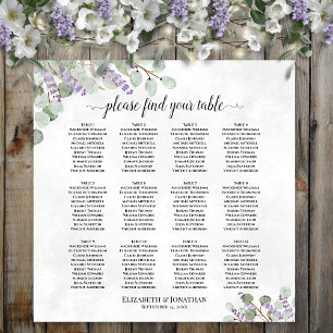Sätesdiagram för Lavender Eucalyptus 12 Bord Bröll Poster