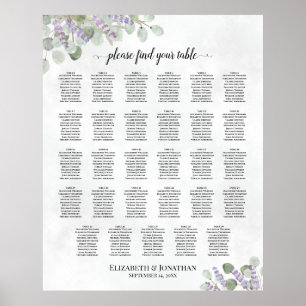 Sätesdiagram för Lavender Eucalyptus 29 Bord Bröll Poster