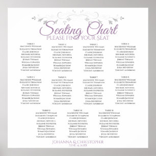 Sätesdiagram för lavender och Grått 11 Bord Bröllo Poster
