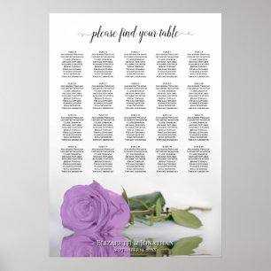 Sätesdiagram för Lilac Lila Ro 20 Bord Bröllop Poster