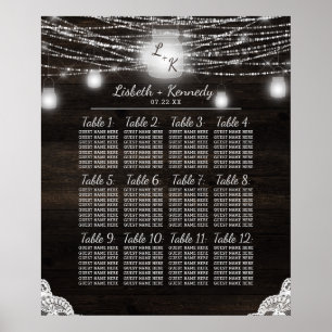 Sätesdiagram för oak Ridge Rustic Wood Bröllop Bor Poster