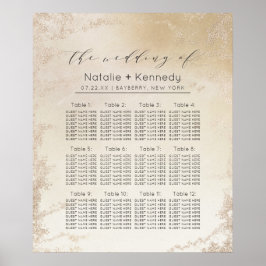 Sätesdiagram för Ombre Gult Guld Luxe Bröllop Bord Poster
