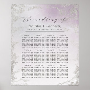 Sätesdiagram för Ombre Lavender Lila Bröllop Bord Poster