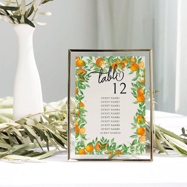 Sätesdiagram för orange Blommar Bröllop Bord (Table Number Seating Chart  from the Orange Blossom Wedding Collection by Darling & May)