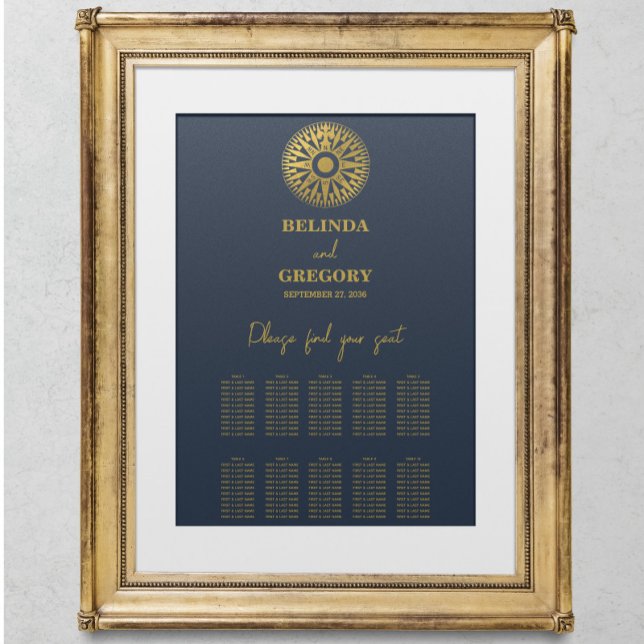 Sätesdiagram för passpass i bröllop, Bröllop Poster (Wedding Passport Compass Wedding Seating Chart)