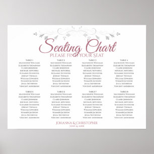 Sätesdiagram för ro & vit Elegant 8 Bord Bröllop Poster