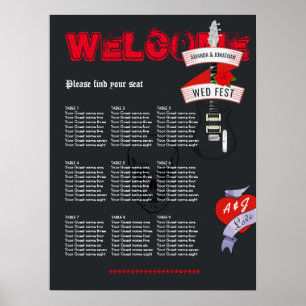 Sätesdiagram för rock and roll Bröllop Poster