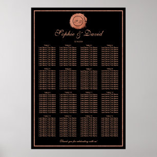 Sätesdiagram för romantiska Ro-monogram Bröllop i Poster
