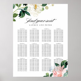 Sätesdiagram för Rosa Blommigt Bröllop Poster