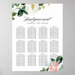 Sätesdiagram för  Rosa Blommigt Bröllop Poster