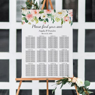 Sätesdiagram för Rosa Blommigt Bröllop Poster