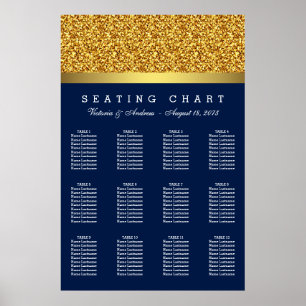 Sätesdiagram för royal Blue Guld Bröllop Poster