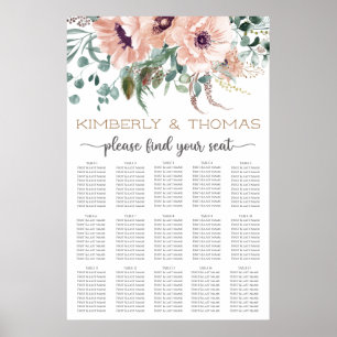 Sätesdiagram för säten i chic i  Blommigten Bröllo Poster