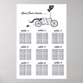 Sätesdiagram för säten i Rustic Tandem Bicycle Brö Poster