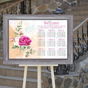 Sätesdiagram för shock rosa i Färg Stänk Bröllop Poster
