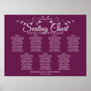 Sätesdiagram för silver & Cassis Chic 7 Bord Bröll Poster