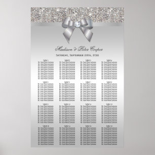 Sätesdiagram för silver och för Bow Bröllop Poster