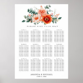 Sätesdiagram för solnedgång i Orange Bröllop Poster